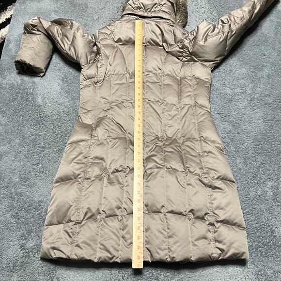 Eddie Bauer Coat Womens Medium Tall Long Down Puffer Jacket Hooded Tan Winter ** - Picture 11 of 11
